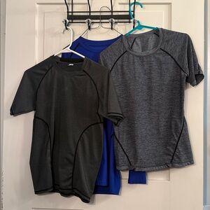 Set of Three Athletic T-Shirts in Black, Blue, and Gray
